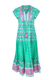 Product shot of the Scarlet Cotton Maxi Dress in colour Sea (Green), from the front