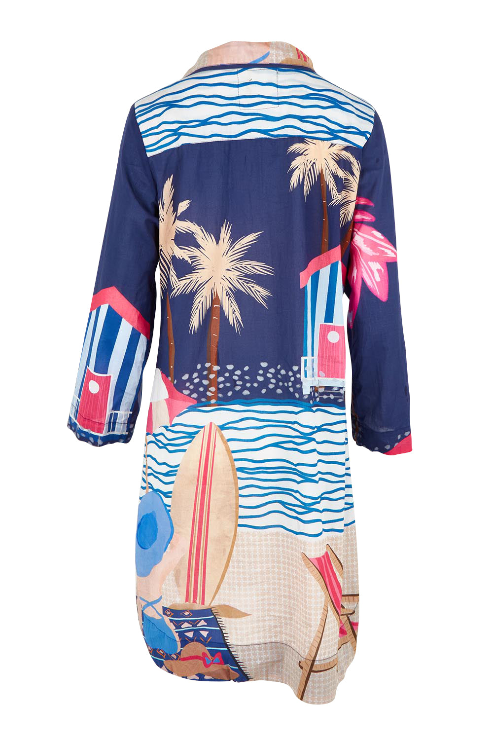 Product shot of the Seraphina Cotton Shirtmaker Dress in colour Navy (Blue), from the back