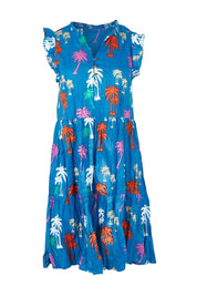 Product shot of the Shamira Cotton Dress in colour Navy (Blue), from the front