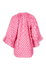 Product shot of the Talei Cotton Top in colour Musk (Pink), from the back