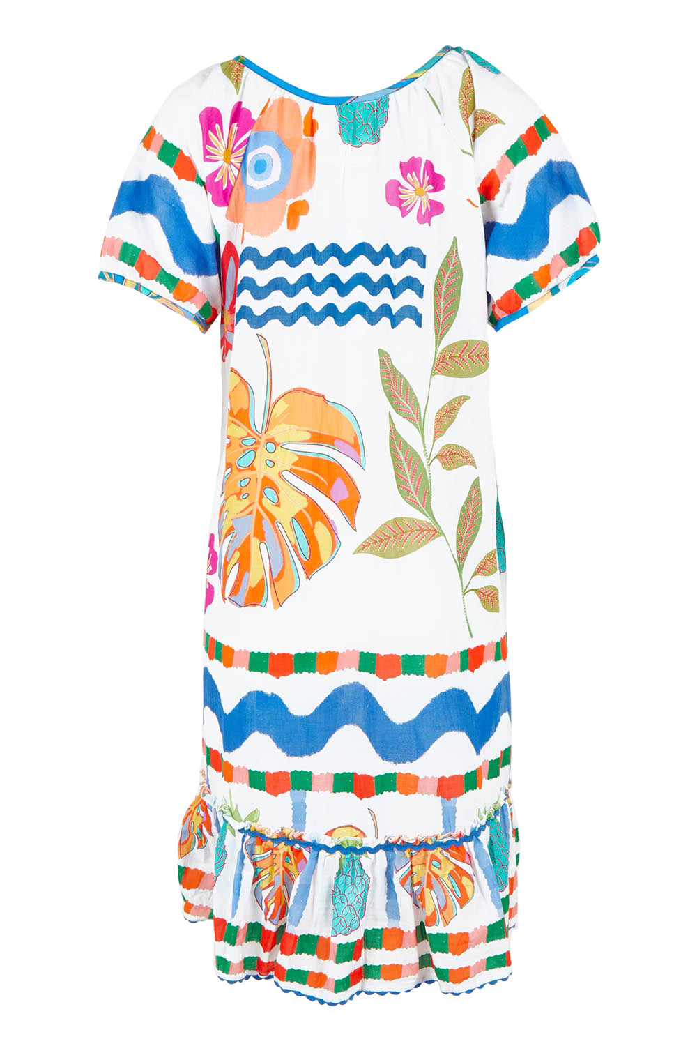 Product shot of the Tasmin Shirred Cotton Dress in colour White (White), from the back