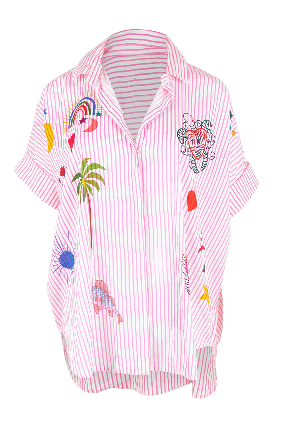Product shot of the Tillie Cotton Shirt in colour Candy (Pink), from the front