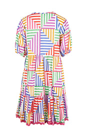 Product shot of the Torquay Dress in colour Print (Pink), from the back