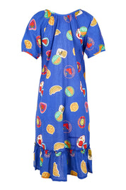 Product shot of the Tutti Fruiti Dress – Ocean in colour Ocean, from the back