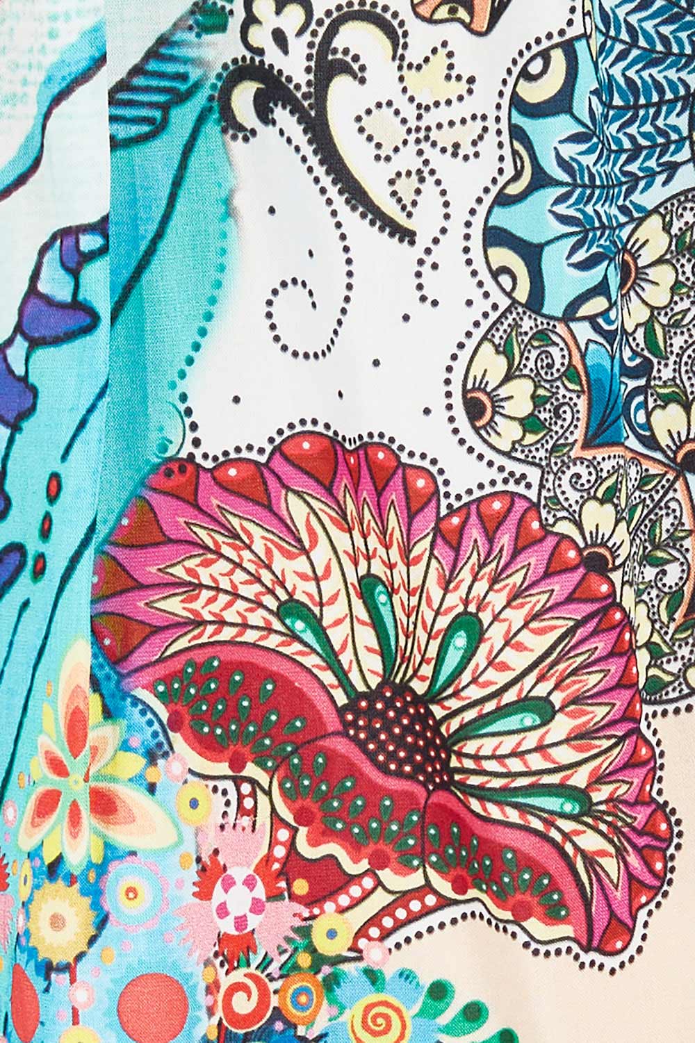 Product shot of the Tyra Top in colour Print (Blue), detail