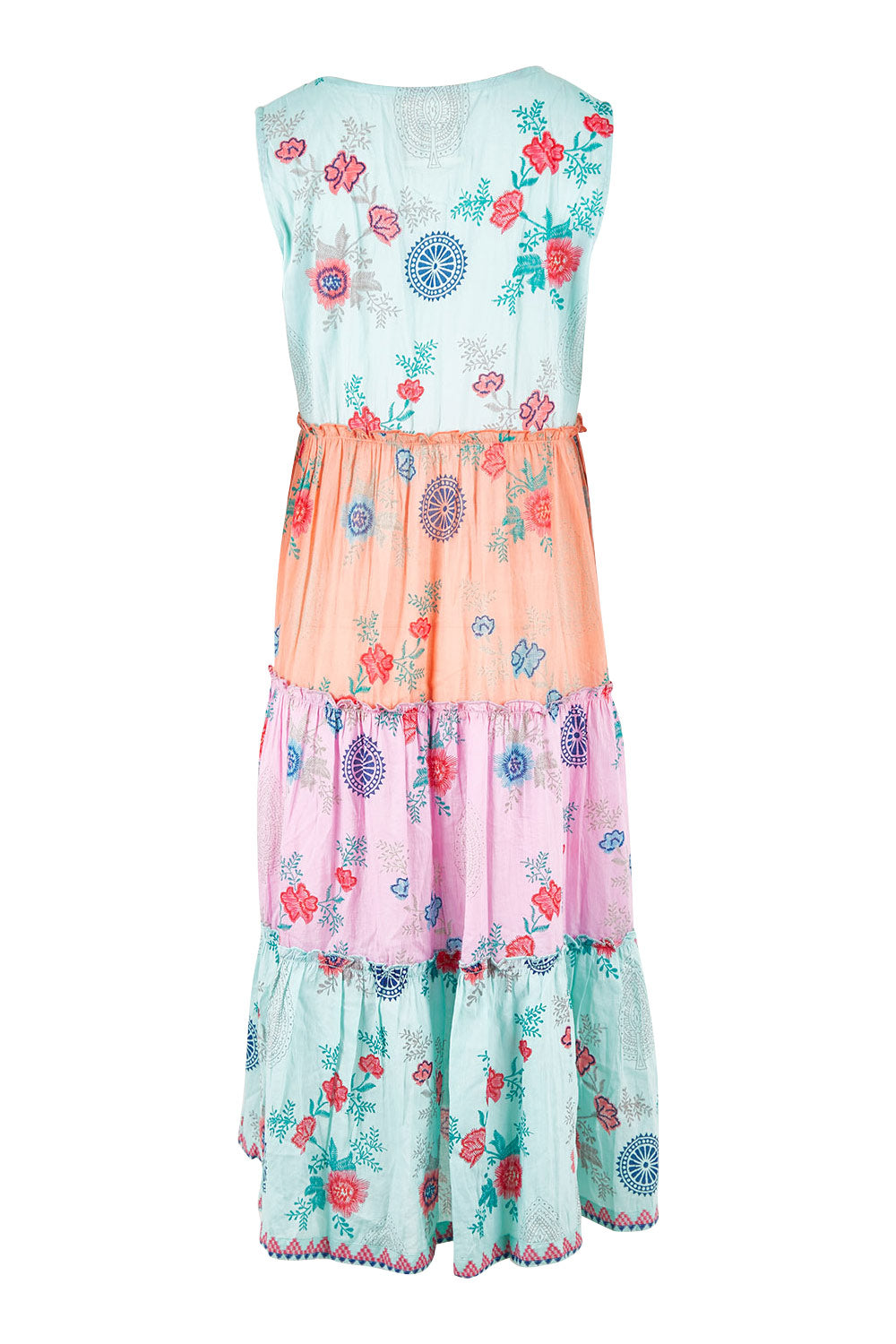 Product shot of the Velda Midi Dress in colour Multi (Green), from the back