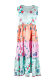 Product shot of the Velda Midi Dress in colour Multi (Green), from the front
