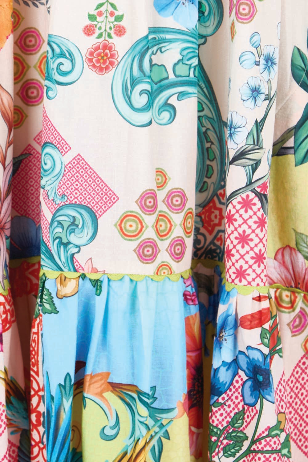 Product shot of the Willow Midi Dress – Print in colour Print, showing detail