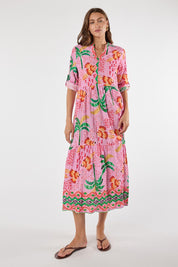 Model Genericm wearing size sample of the Yasmin Midi Dress – Musk in colour Musk, from the front