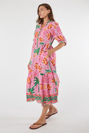 Model Genericm wearing size sample of the Yasmin Midi Dress – Musk in colour Musk, from the front