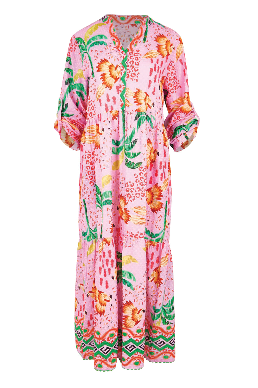 Product shot of the Yasmin Midi Dress – Musk in colour Musk, showing detail