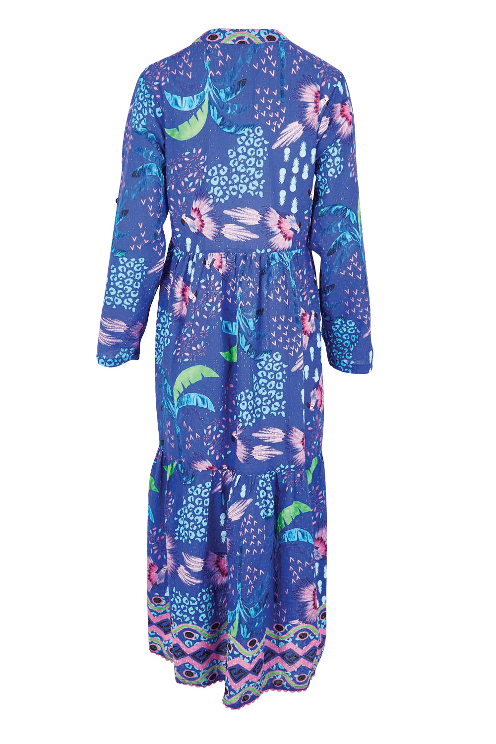 Product shot of the Yasmin Midi Dress – Ocean in colour Ocean, from the back