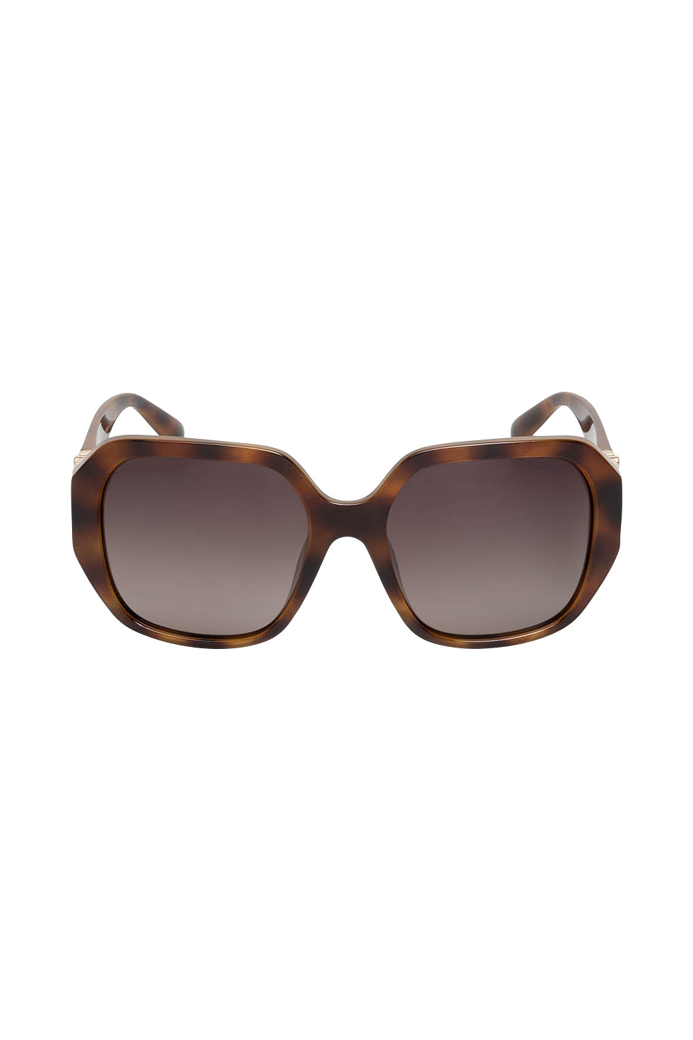 Product shot of the Bessie Sunglasses in colour Tortoise, from the front
