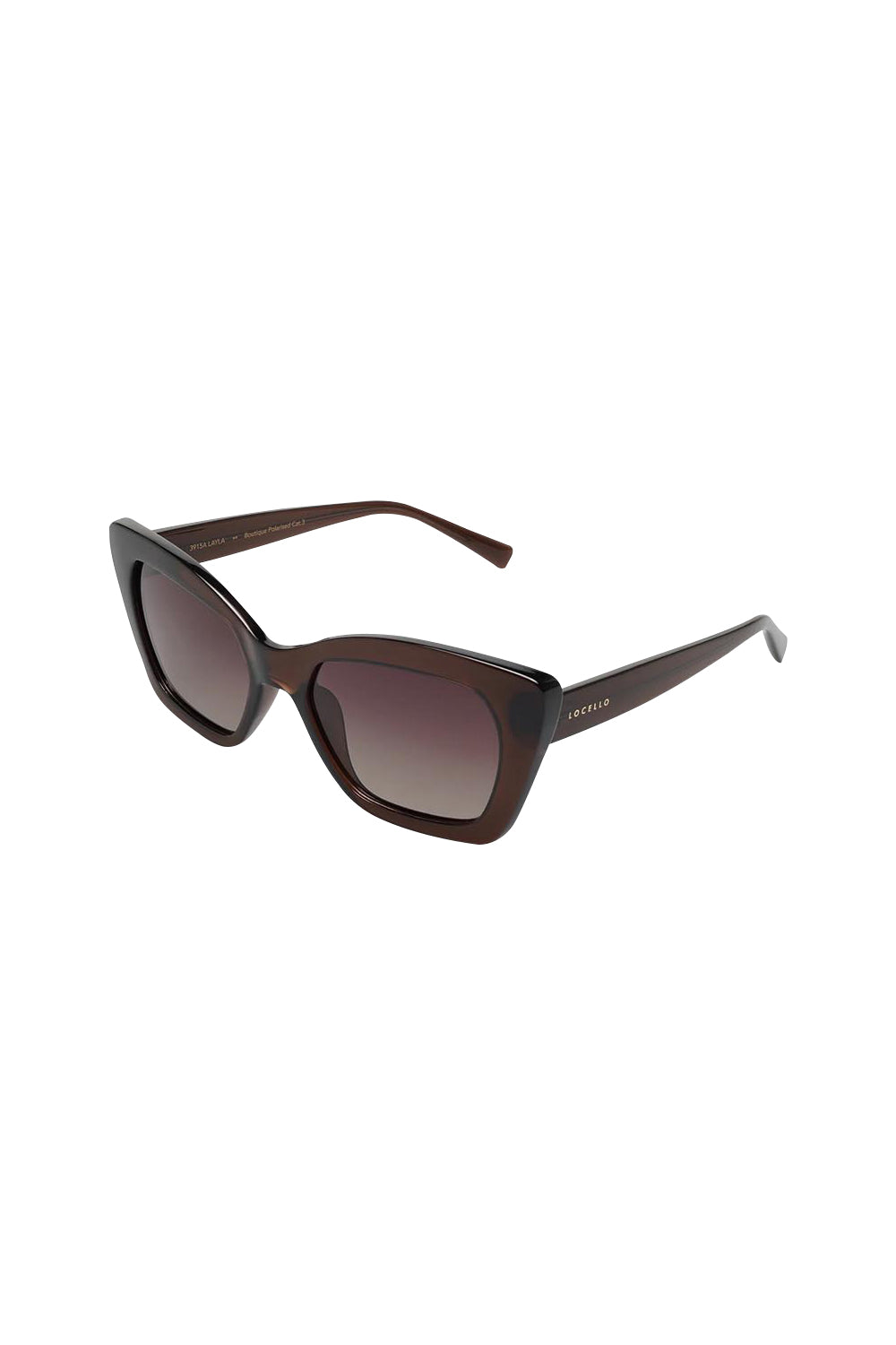 Product shot of the Layla Sunglasses in colour Crystbrown, detail