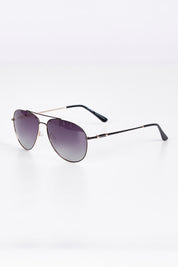 A model wearing size OneSize of the Mara Sunglasses in colour Black (Black), from the front, showing the whole outfit