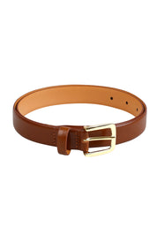 Product shot of the Bliss Leather Belt in colour Tan, from the front