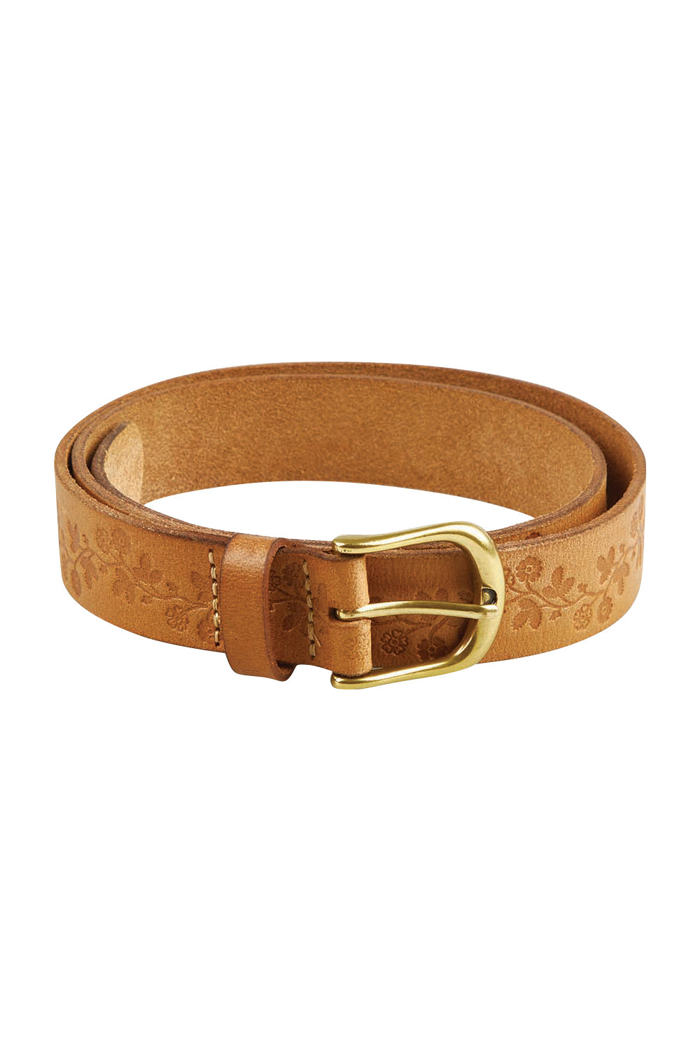 Product shot of the Kylie Leather Belt in colour Natural, from the front