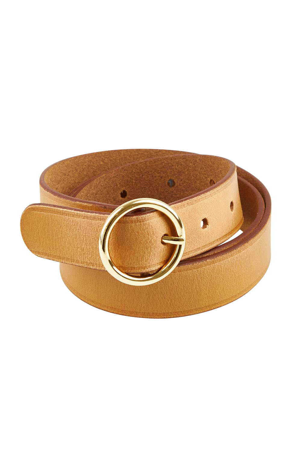 Product shot of the Leah Leather Belt in colour Natural, from the front