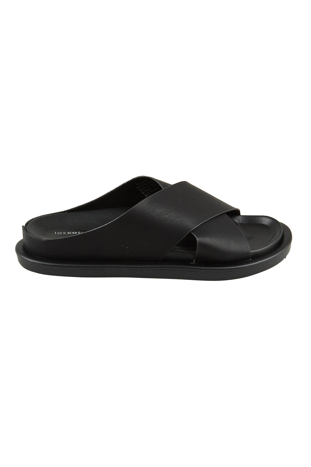 Product shot of the Alara Crossover Slide in colour Black (Black), from the front
