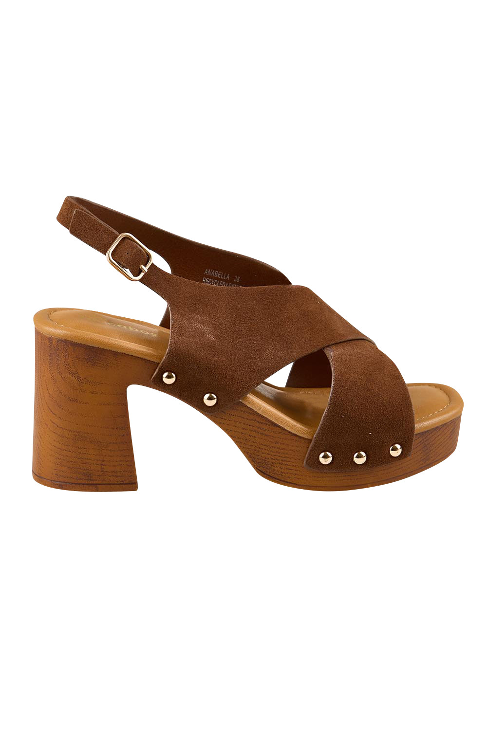 Product shot of the Anabella Heel - Chestnut in colour Chestnut, from the front
