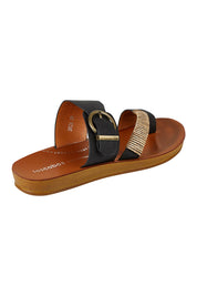 Product shot of the Bria Flat Sandal in colour Black (Black), from the back