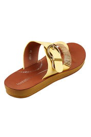 Product shot of the Bria Flat Sandal in colour Sunset, from the back