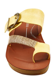 Product shot of the Bria Flat Sandal in colour Sunset, detail