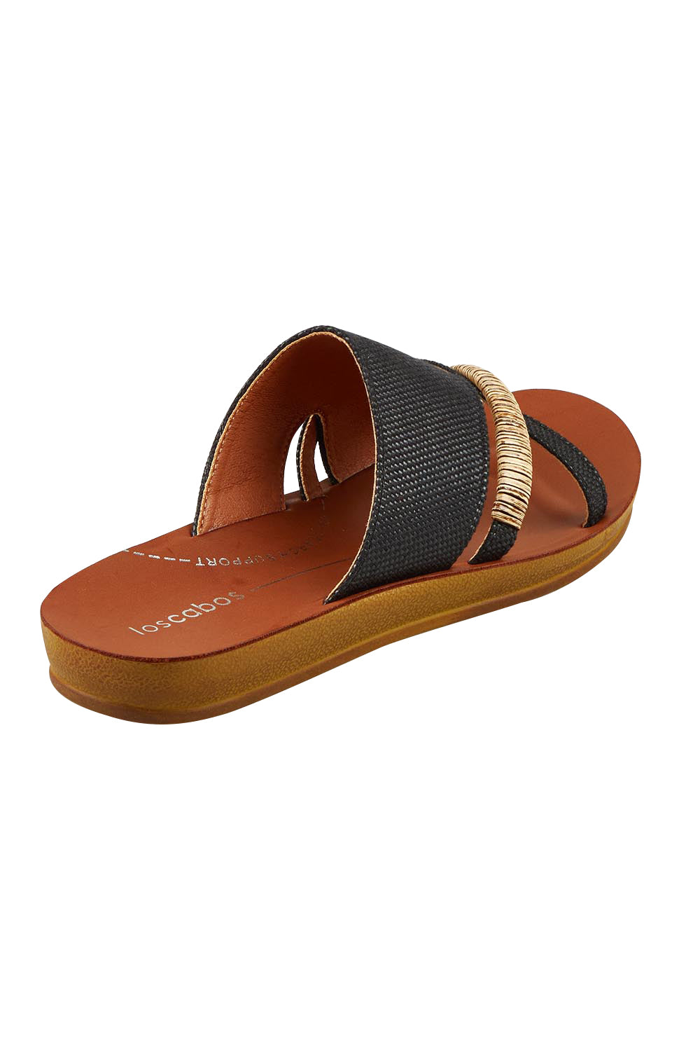Product shot of the Bride Slide in colour Blackraff (Black), from the back