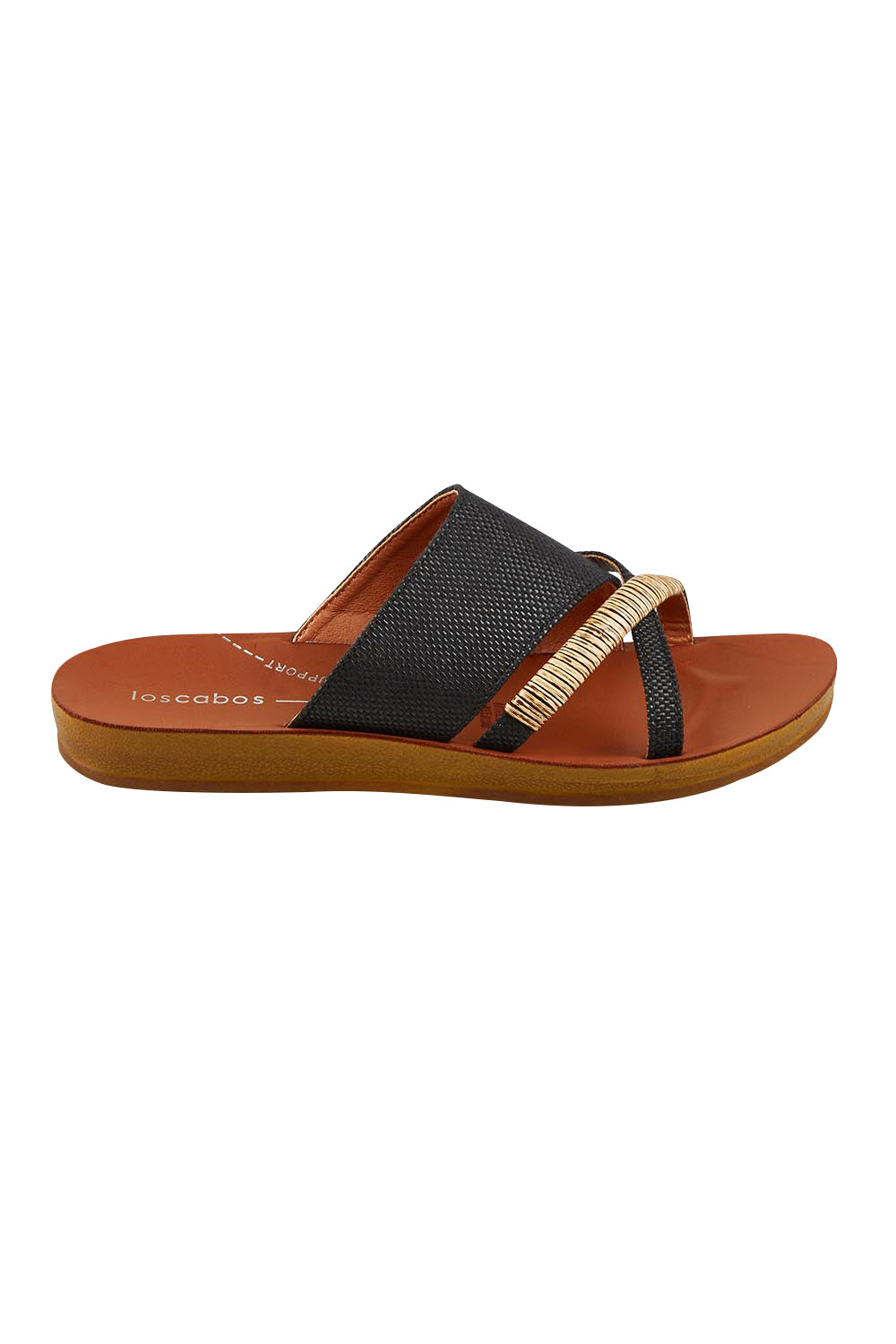 Product shot of the Bride Slide in colour Blackraff (Black), from the front
