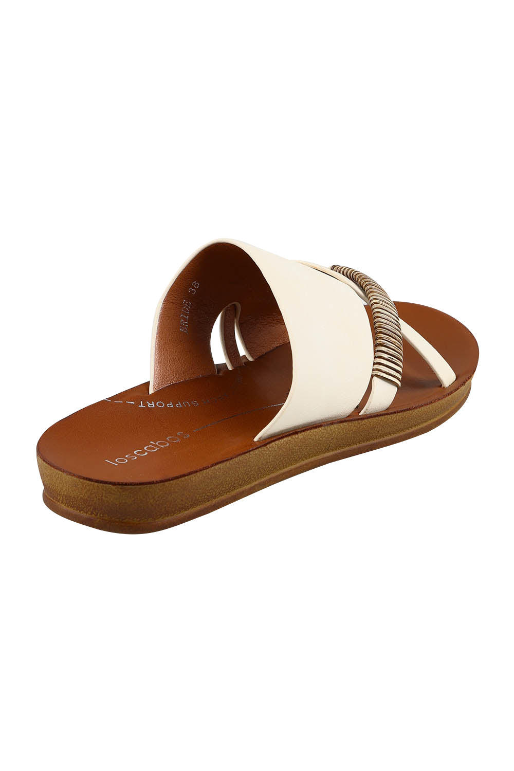 Product shot of the Bride Slide in colour Bone, from the back