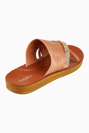 Product shot of the Bride Slide in colour Chocolate, from the back