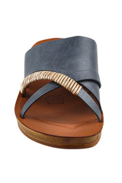 Product shot of the Bride Slide in colour Navy (Blue), detail