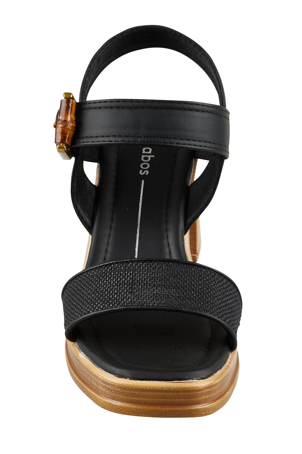 Product shot of the Burgos Heel in colour Black (Black), detail