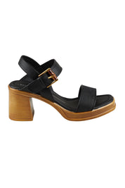 Product shot of the Burgos Heel in colour Black (Black), from the front