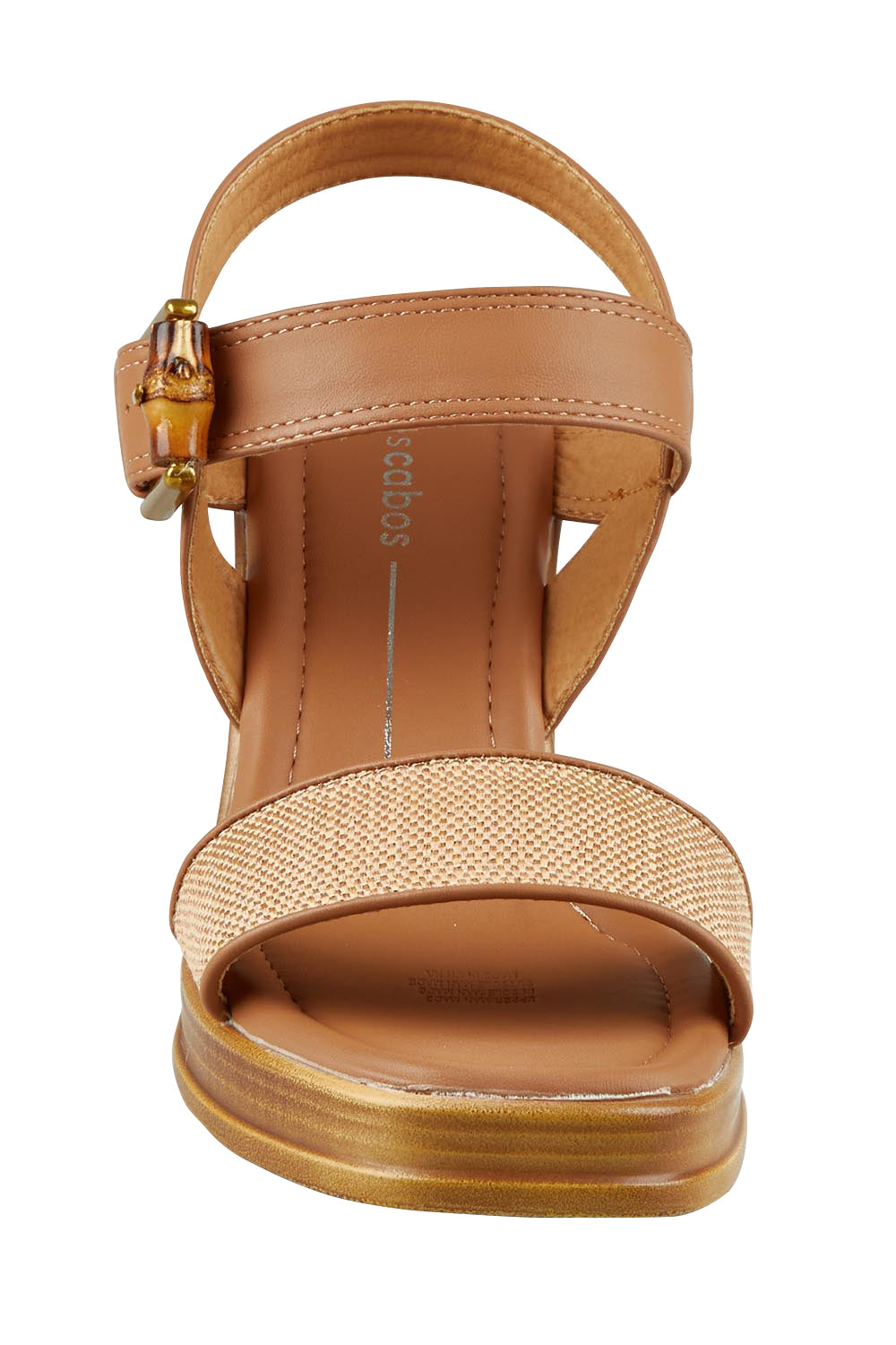 Product shot of the Burgos Heel in colour Caramel, detail