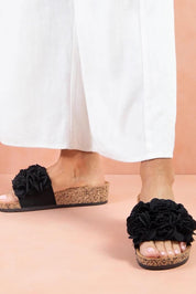 Product shot of the Corsage Slide - Black in colour Black, from the front