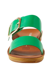 Product shot of the Doti Double Strap Slide in colour Emerald (Green), detail
