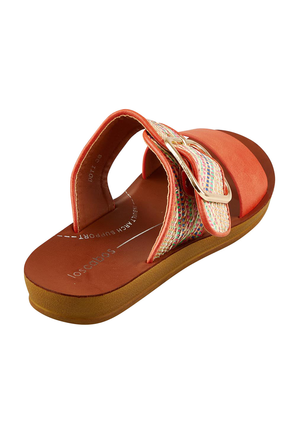 Product shot of the Doti Double Strap Slide in colour Tangemulti, from the back