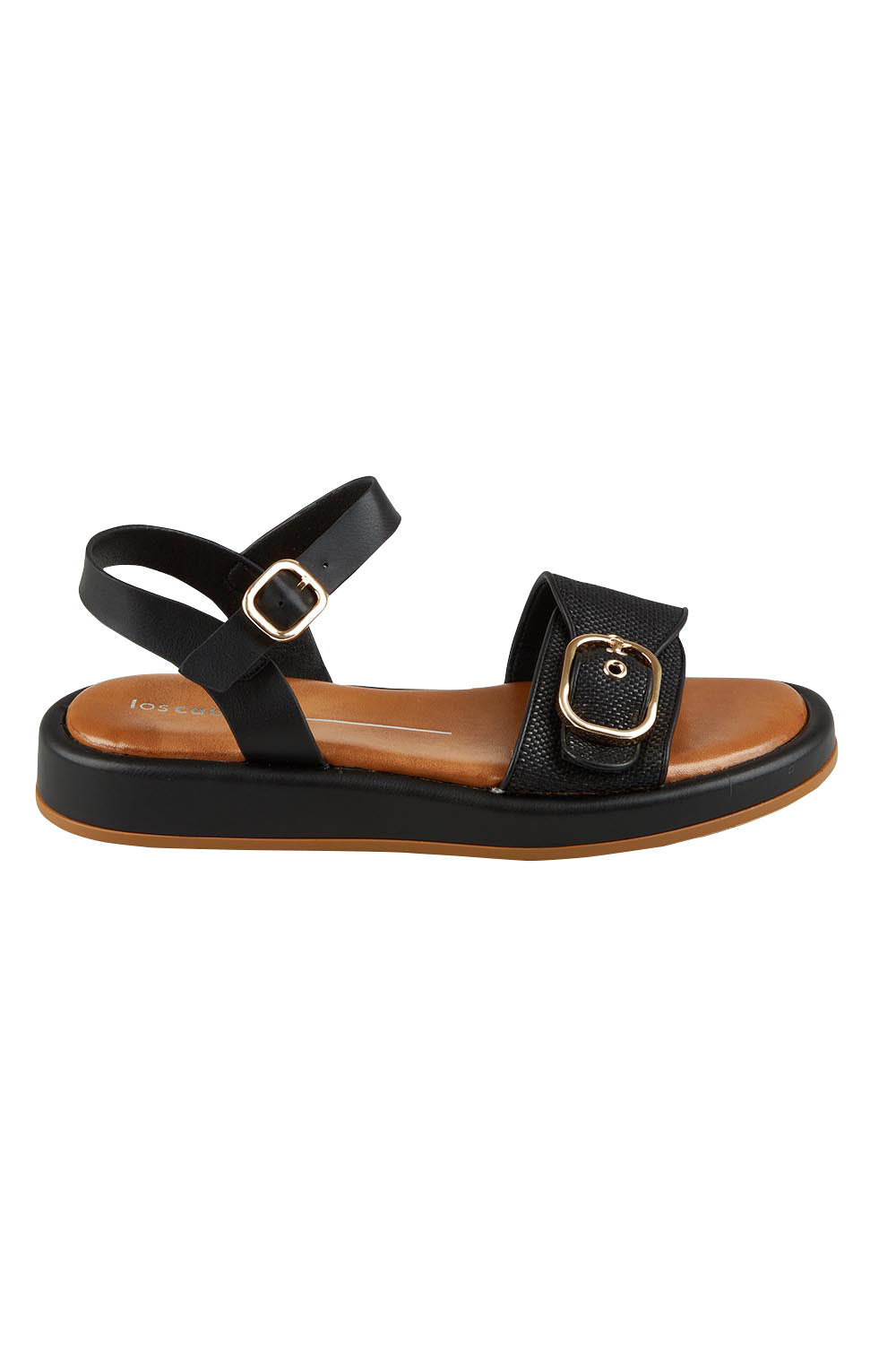 Product shot of the Granada Sandal in colour Black (Black), from the front