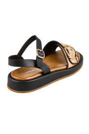 Product shot of the Granada Sandal - Caramel in colour Caramel, from the back