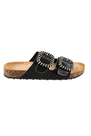 Product shot of the Jirona Slide - Black in colour Black, from the front