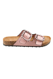 Product shot of the Jirona Slide - Pink in colour Pink, from the front