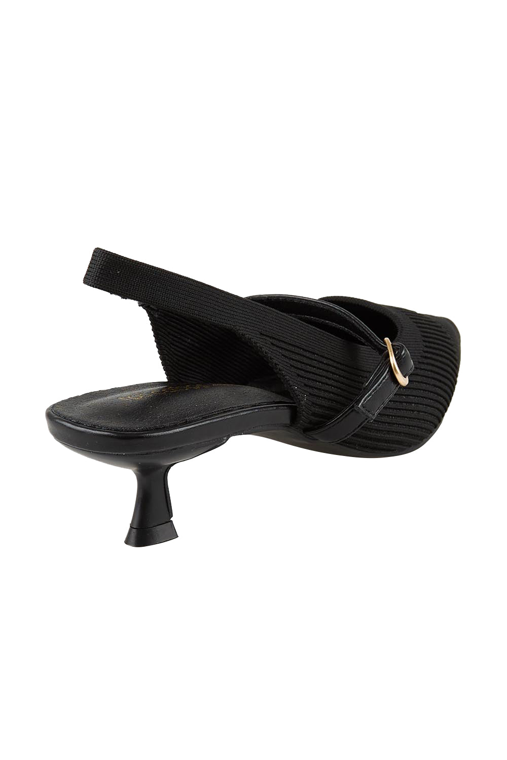 Product shot of the Kiti Heel - Black in colour Black, from the back