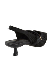 Product shot of the Kiti Heel - Black in colour Black, from the back