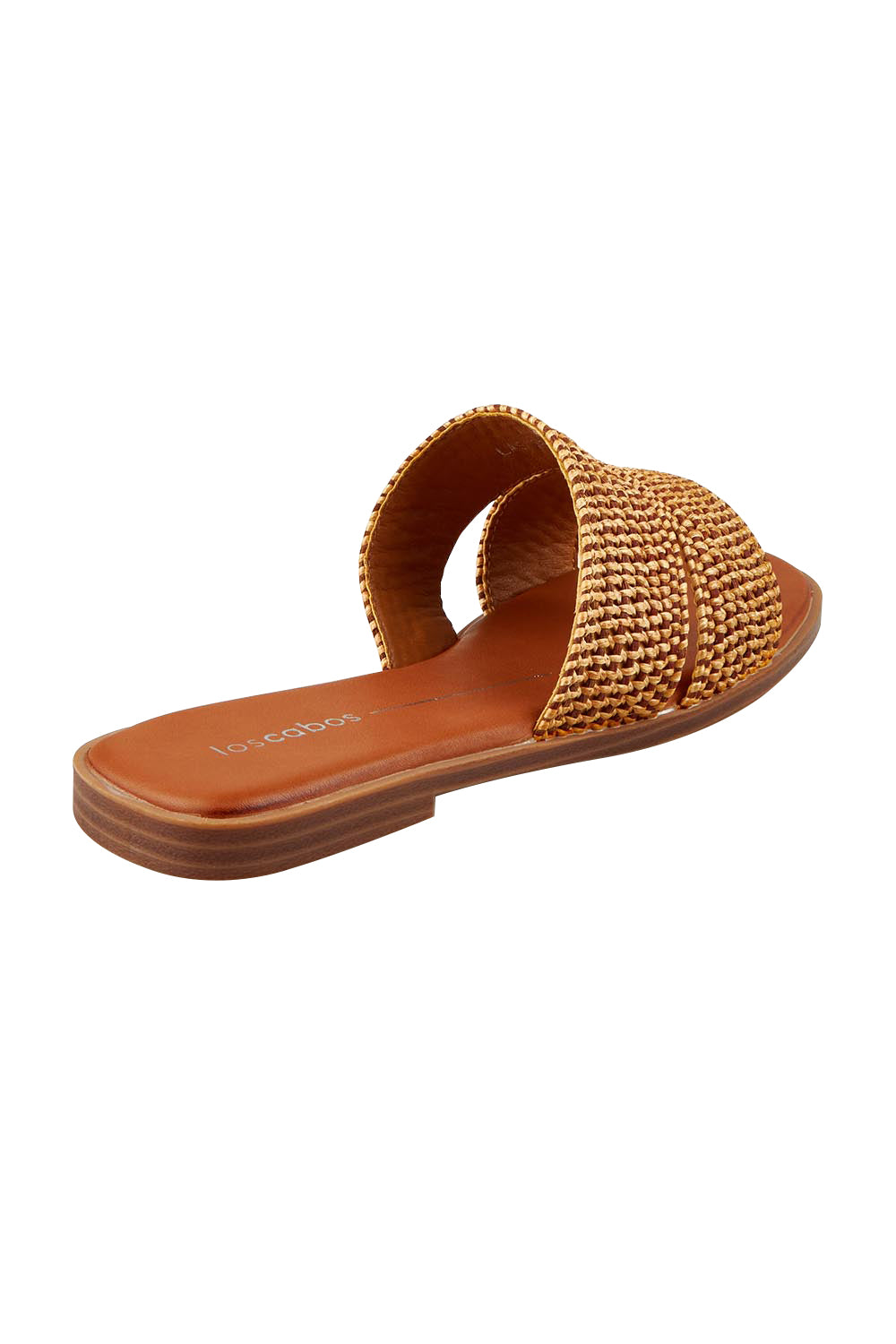 Product shot of the Las Slide in colour Caramel, from the back