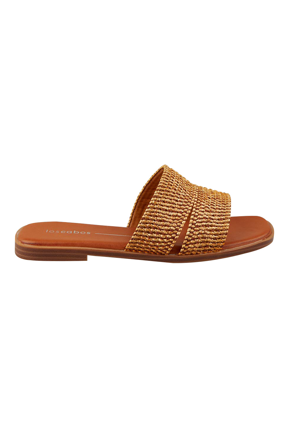 Product shot of the Las Slide in colour Caramel, from the front