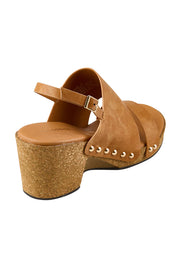 Product shot of the Maribel Heel - Brandy in colour Brandy, from the back