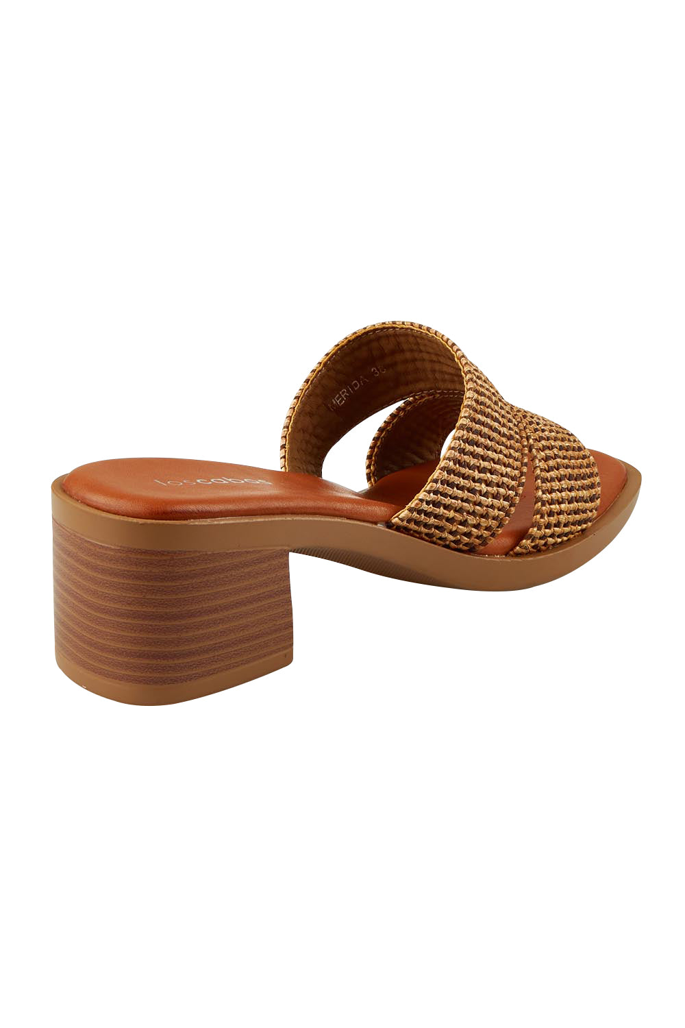 Product shot of the Merida Slip On Heel in colour Chocolate, from the back