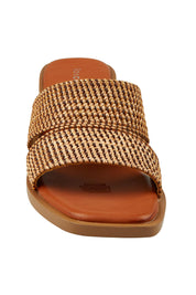 Product shot of the Merida Slip On Heel in colour Chocolate, detail