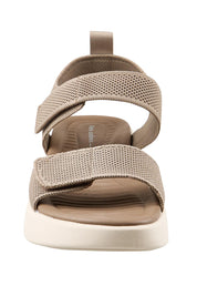 Product shot of the Shebe Velcro Sandal - Mushroom in colour Mushroom, showing detail